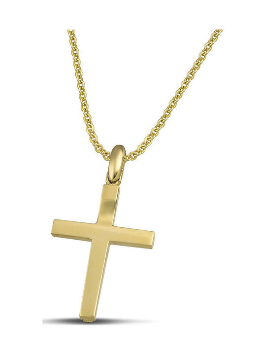 Themelidis Jewels Ανδρικός Χρυσός Σταυρός 14Κ Διπλής Όψης χωρίς Αλυσίδα