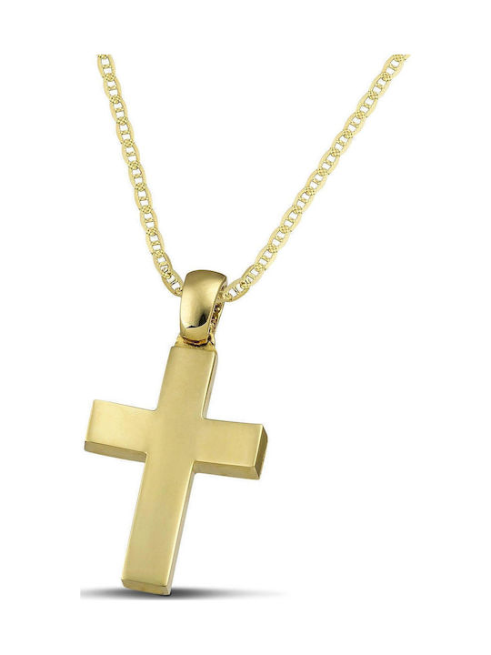 Themelidis Jewels Ανδρικός Χρυσός Σταυρός 14Κ Διπλής Όψης χωρίς Αλυσίδα