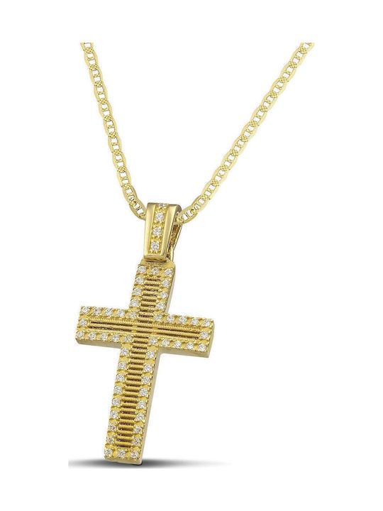 Themelidis Jewels Γυναικείος Χρυσός Σταυρός 14Κ Διπλής Όψης χωρίς Αλυσίδα