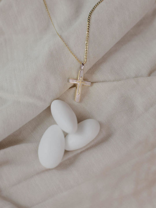 Themelidis Jewels Ανδρικός Λευκόχρυσος Σταυρός 14Κ Διπλής Όψης χωρίς Αλυσίδα