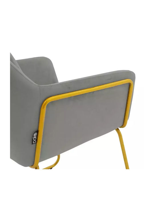 Mira Dining Room Velvet Armchair Grey-Gold 65x69x86cm