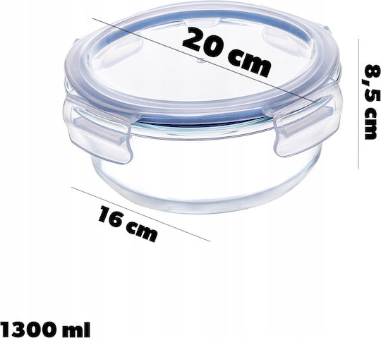 Kadax Cutie pentru Mâncare Sticlă Transparent 1300ml 1buc