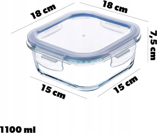 Kadax Glass Lunch Box Transparent 1100ml