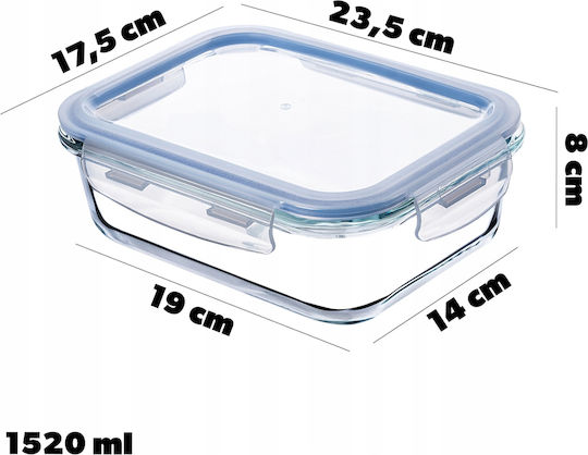 Kadax Glass Lunch Box Transparent 1520ml