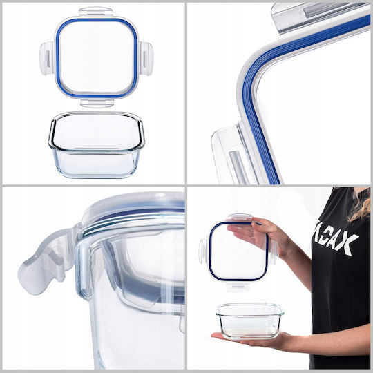 Kadax Δοχείο Φαγητού Γυάλινο Διάφανο 800ml