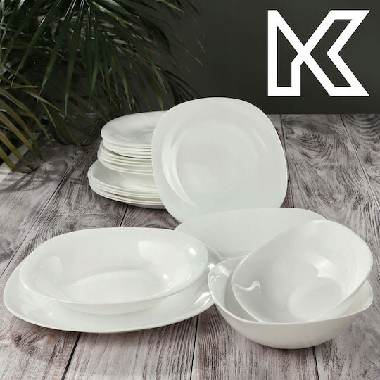 Kadax Чиния Плитко Квадрат Бял 20x21см
