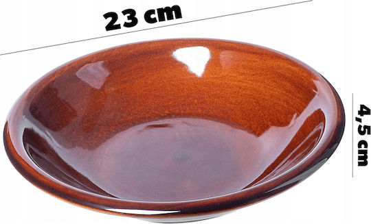 Kadax Πιάτο Βαθύ Κεραμικό Καφέ με Διάμετρο 23cm 6τμχ