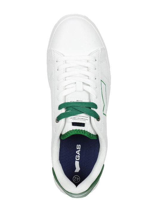 GAS SNEAKERS WHITE with Green logo GAM314030-1071