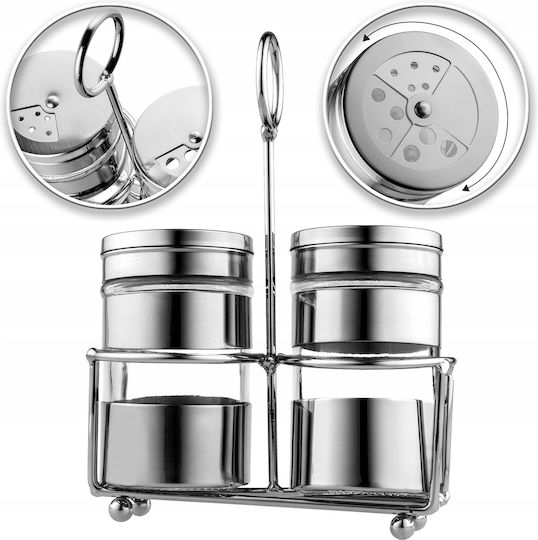 Kadax Salz- und Pfefferset Inox mit Gestell 2Stück