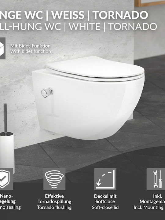LuxeBath Λεκάνη Κρεμαστή με Καζανάκι με Κάλυμμα Duroplast και Μπιντέ Λευκή 4064649212220 LuxeBath Λεκάνη Κρεμαστή με Καζανάκι με Κάλυμμα Duroplast και Μπιντέ Λευκή 4064649212220