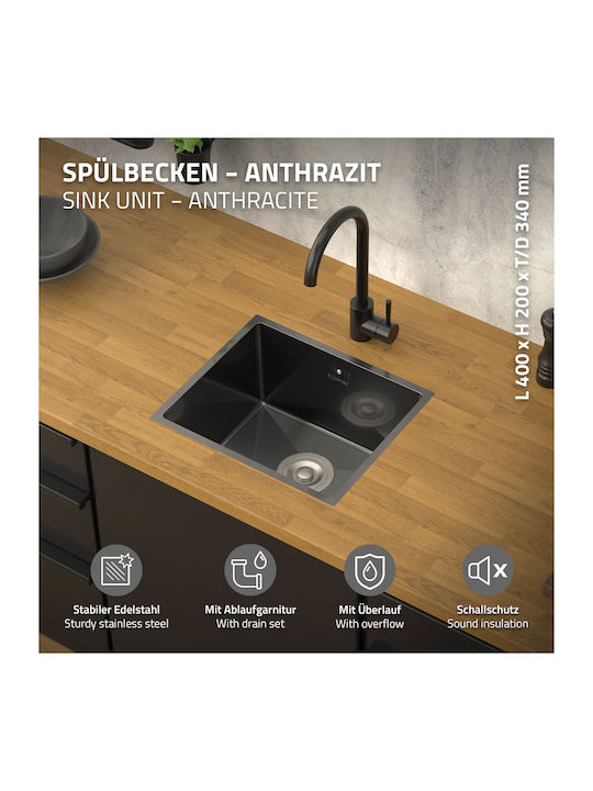 ML-Design Drop-In Chiuvetă Inox L34xW40cm Gri