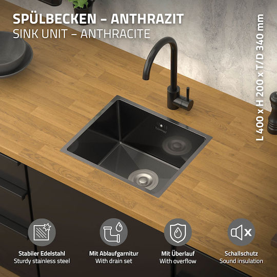 ML-Design Drop-In Chiuvetă Inox L34xW40cm Gri