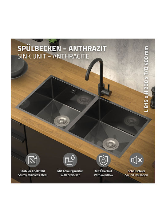 ML-Design Drop-In Chiuvetă Inox L81.5xW40cm Gri