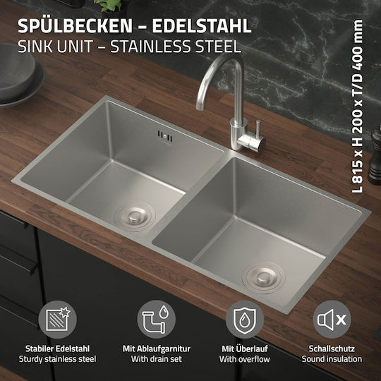 ML-Design 490013835 Drop-In Inox Μ81.5xΠ40cm Argintiu