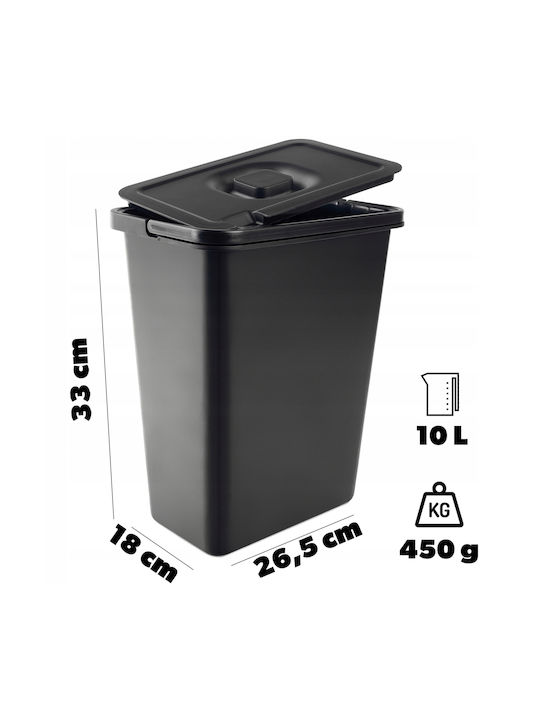 Kadax Coș de Gunoi Plastic Negru 10lt 1buc
