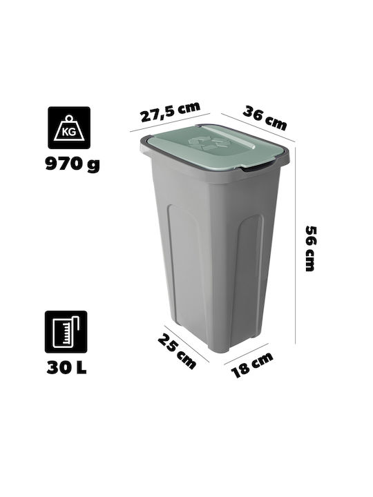 Kadax Waste Bin Waste Plastic Gray 30lt 1pcs