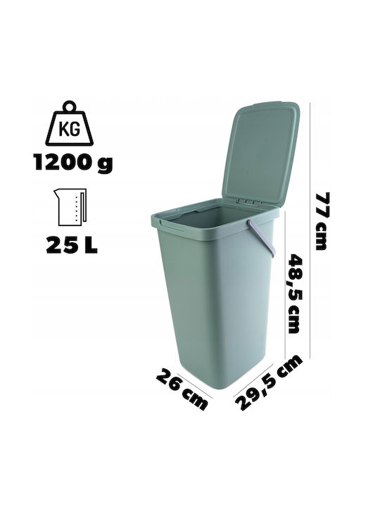 Kadax Coș de Reciclare Plastic Verde 25lt 1buc