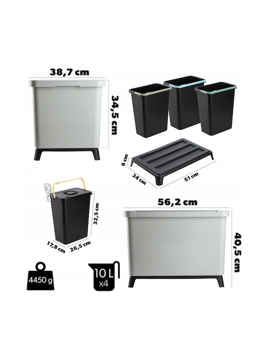 Kadax Coș de Gunoi Plastic pentru Dulap Gri 10lt 4buc