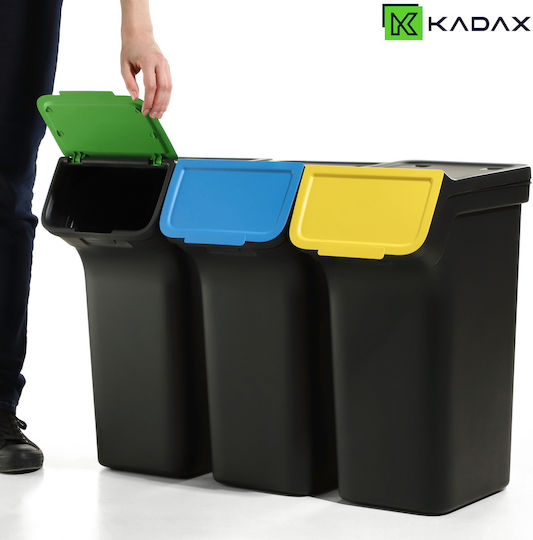 Kadax Coș de Reciclare Plastic Negru 25lt 1buc