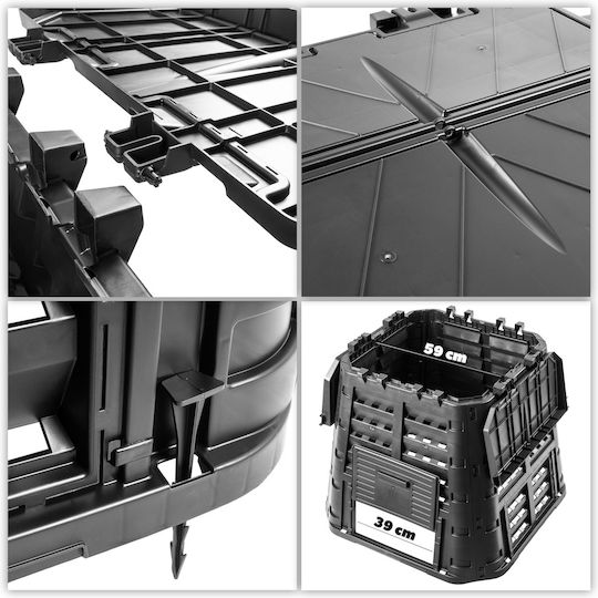 Kadax Coș de Gunoi Plastic Negru 1buc
