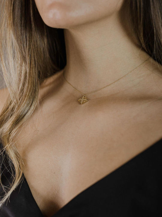 Themelidis Jewels Necklace Constantine Amulet from Gold 14K with Diamond