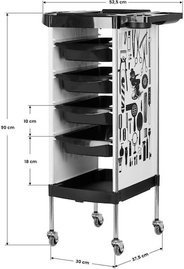 Gabbiano Hair Salon Maintenance Cart 40x15x83cm
