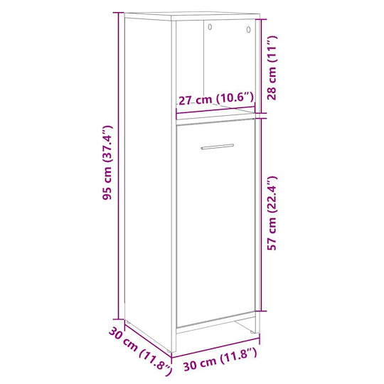 vidaXL Badezimmersäule Wandhängeschrank H30xB30xH95cm Sonoma
