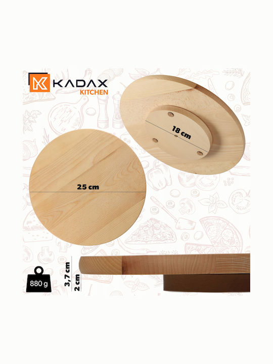 Kadax Holz Rund Serviertablett mit Griffen in Beige Farbe 25x25cm 32034 1Stück