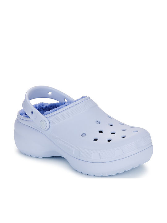 Crocs Classic Platform Lined Γυναικεία Σαμπό Μπλε Crocs Classic Platform Lined Γυναικεία Σαμπό Μπλε