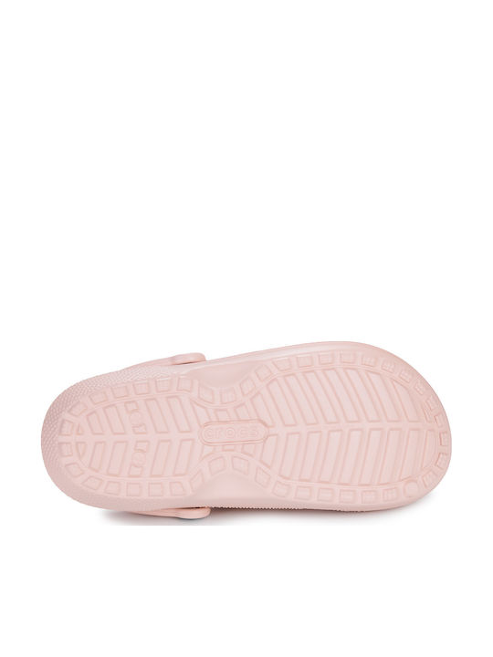 Crocs Classic Fuzz Lined Γυναικεία Σαμπό με Γούνα Ροζ