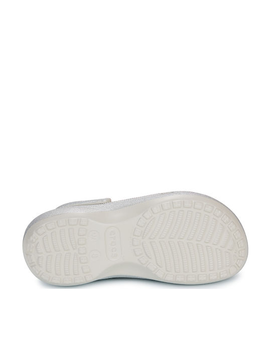 Crocs Classic Platform Glitter Γυναικεία Σαμπό με Γούνα Ασημί