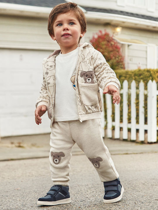 Mayoral Kids Sweatpants Set Dark Beige 3pcs