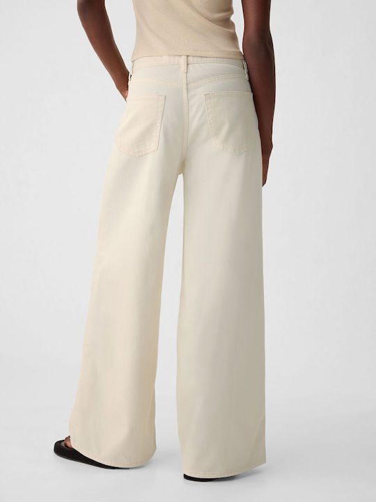 Damenjeans Mittelhohe Taille in Weit geschnittener Linie Beige, Ecru Beige