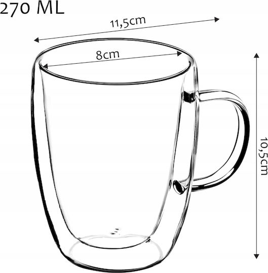 Kadax Cană Sticlă Transparentă 270ml 4buc