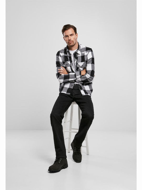 Long Sleeve Cotton Checked Shirt White / Black