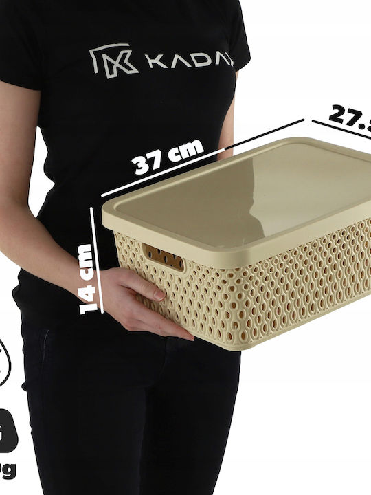 Kadax Aufbewahrungskorb Kunststoff mit Deckel Beige 12Es 1Stück