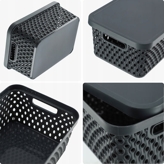 Kadax Coș de Depozitare Plastic cu capac Gri 4.5lt 1buc