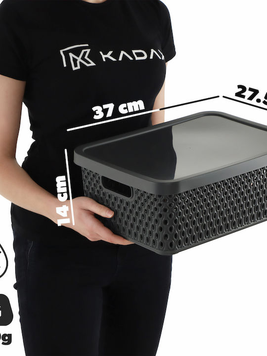 Kadax Aufbewahrungskorb Kunststoff mit Deckel Gray 12Es 1Stück