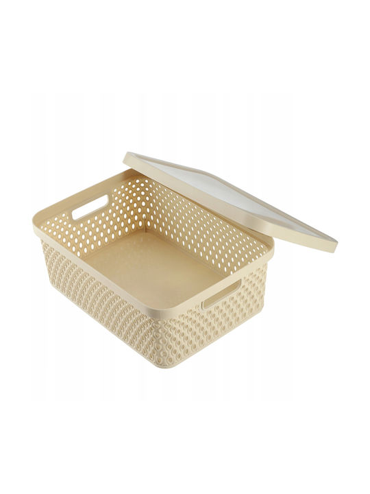 Kadax Coș de Depozitare Plastic cu capac Bej 4.5lt 1buc