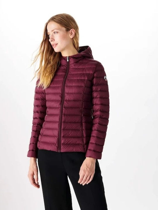 Jott Women's Short Lifestyle Jacket for Spring or Autumn with Hood Burgundy