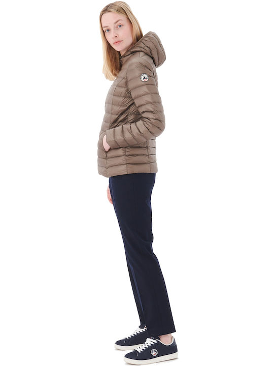 Jott Women's Short Lifestyle Jacket for Winter with Hood Brown