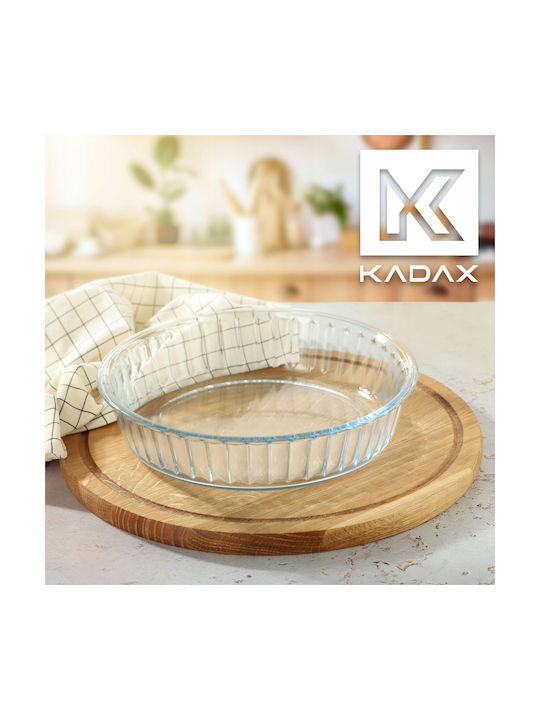 Kadax Στρογγυλό Πυρίμαχο Σκεύος για Τάρτα Γυάλινο με Καπάκι