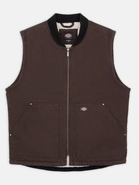 Canvas Sleeveless Jacket Dark Brown