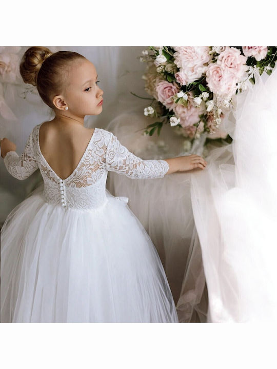 Kinderkleid Ärmellos Tüll Für Blumenmädchen Weiß