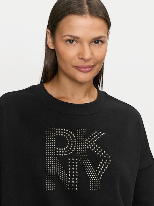 Rhinestone Damen Sweatshirt Schwarz
