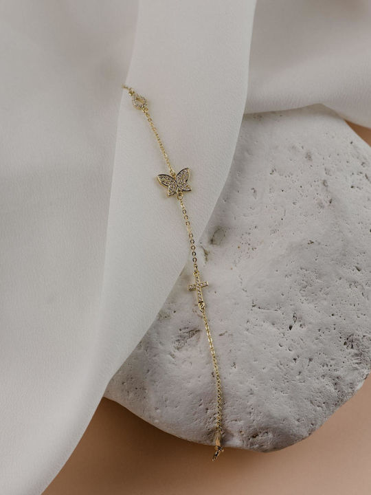 Themelidis Jewels Kids Bracelet from Gold 14K with Butterfly & Stones