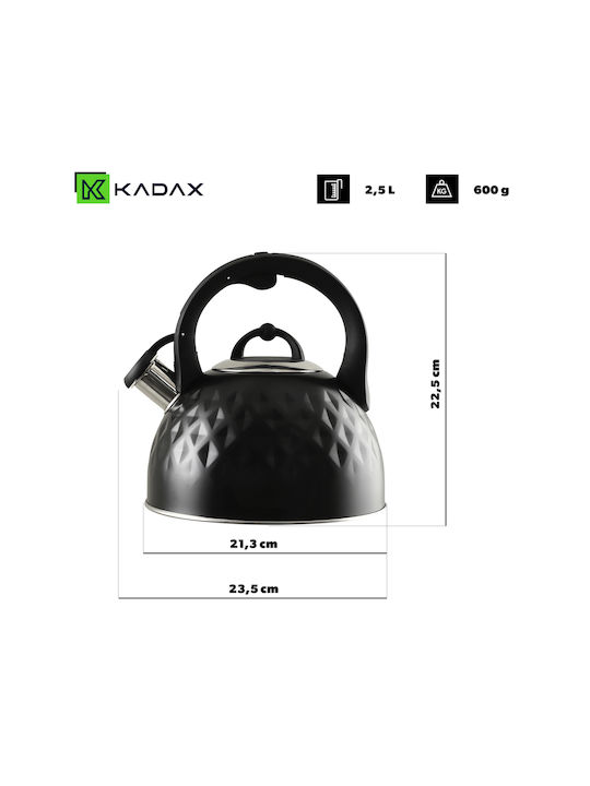 Kadax Teekanne Rostfreier Stahl Schwarz 2500ml