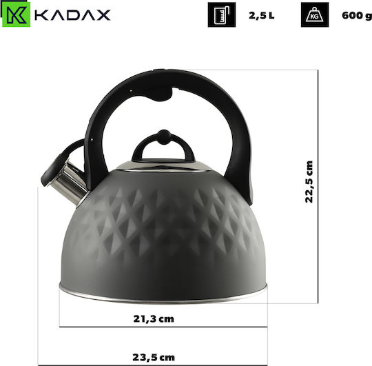 Kadax Чайник Неръждаем Сив 2500мл