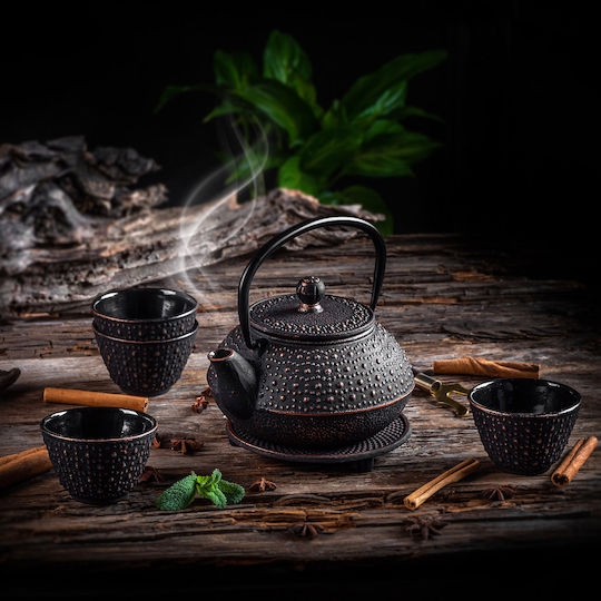 Kadax Kadax Teekanne mit Tasse Gusseisen Schwarz 800ml