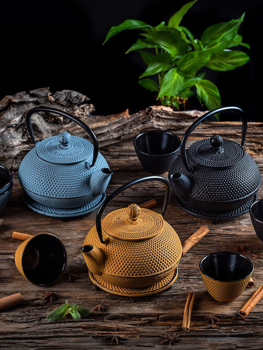Kadax Teekanne mit Tasse Gusseisen Gelb 850ml